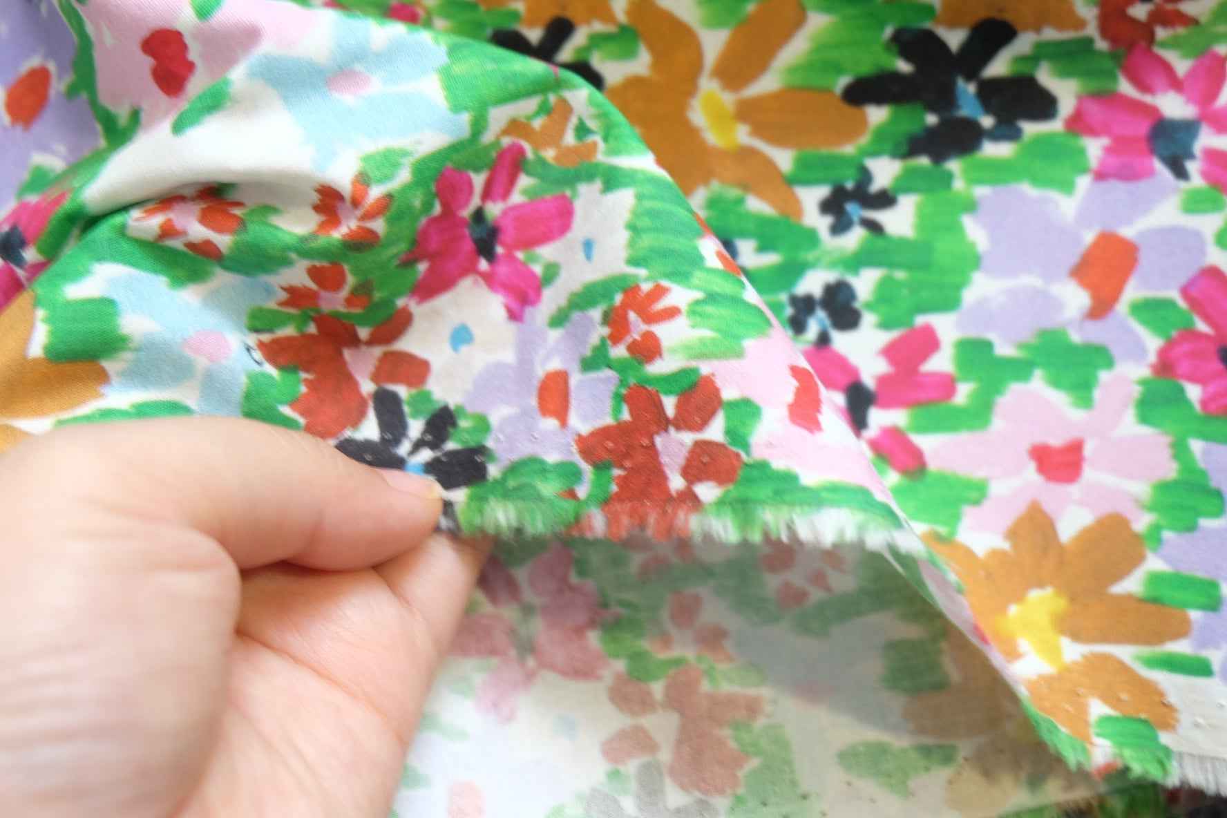 Japanese Cotton Poplin Fabric – Crisp Floral Fabric for Skirts & Tops (2.19 yds)