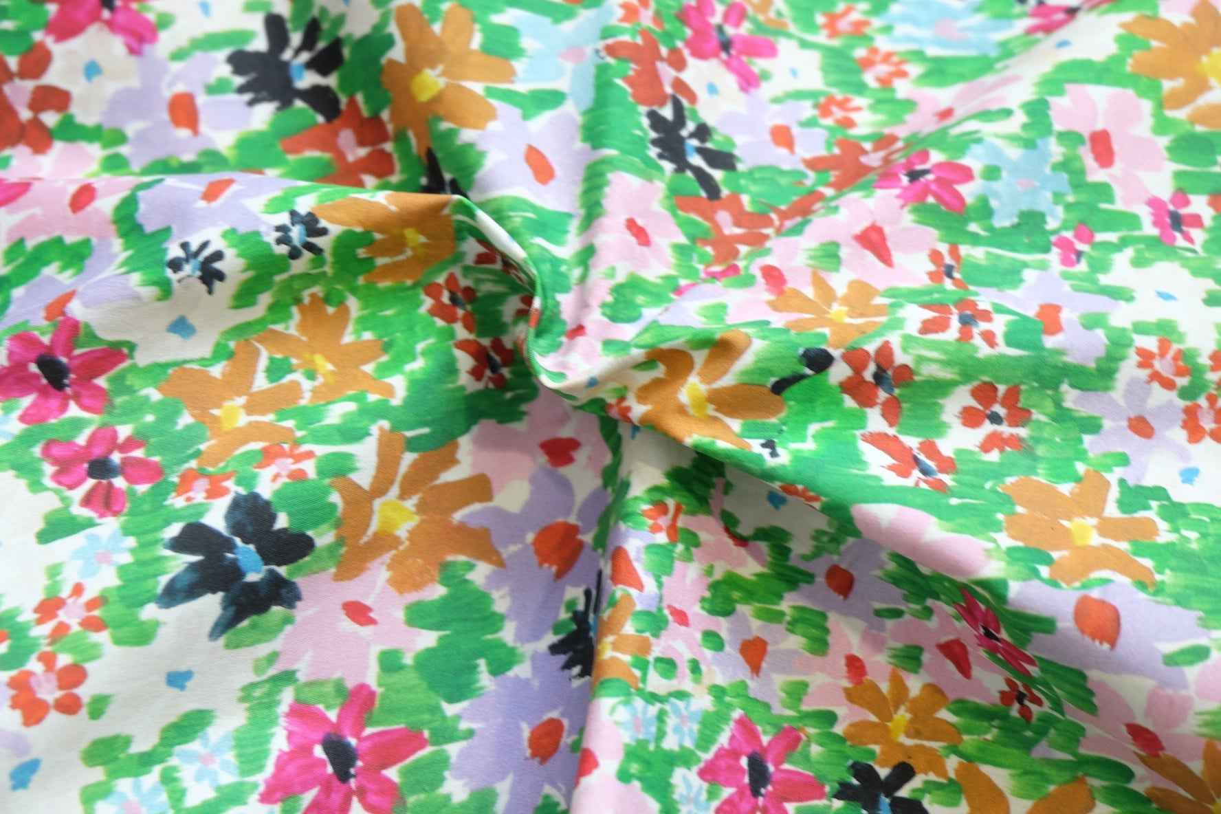 Japanese Cotton Poplin Fabric – Crisp Floral Fabric for Skirts & Tops (2.19 yds)