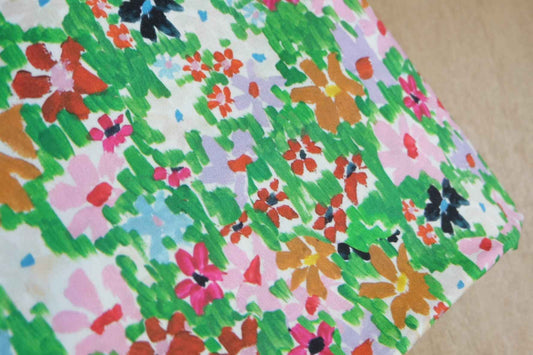 Japanese Cotton Poplin Fabric – Crisp Floral Fabric for Skirts & Tops (2.19 yds)