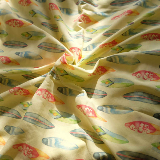 Japanese Surfboard Print Cotton Fabric – Soft Lightweight Fabric (3.6 yd)