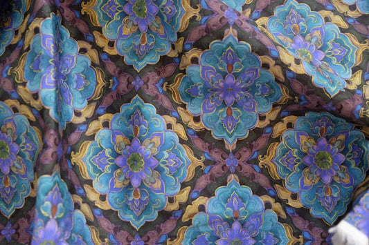 Jewel Medallion Stretch Cotton Sateen Fabric — 1.64 Yards