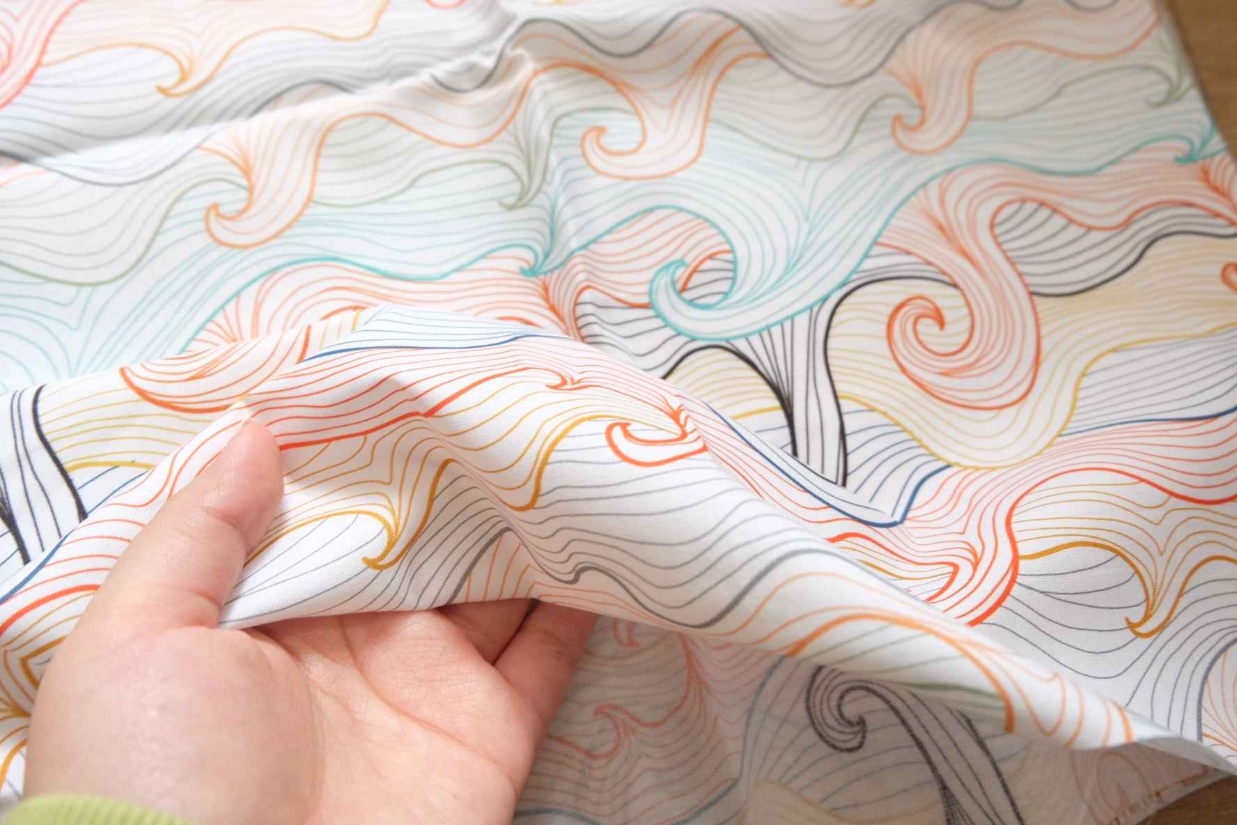 Last Yard Japanese Wave Print Cotton Fabric – 43” Wide – Approx. 1 Yard Piece - BUBBO