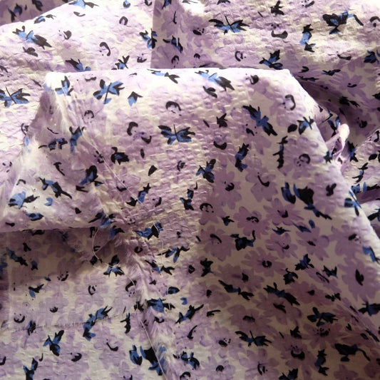 Lavender Textured Cotton – Floral Fabric for Blouses & Skirts (2.19 yds)