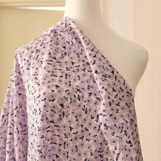 Lavender Textured Cotton – Floral Fabric for Blouses & Skirts (2.19 yds)