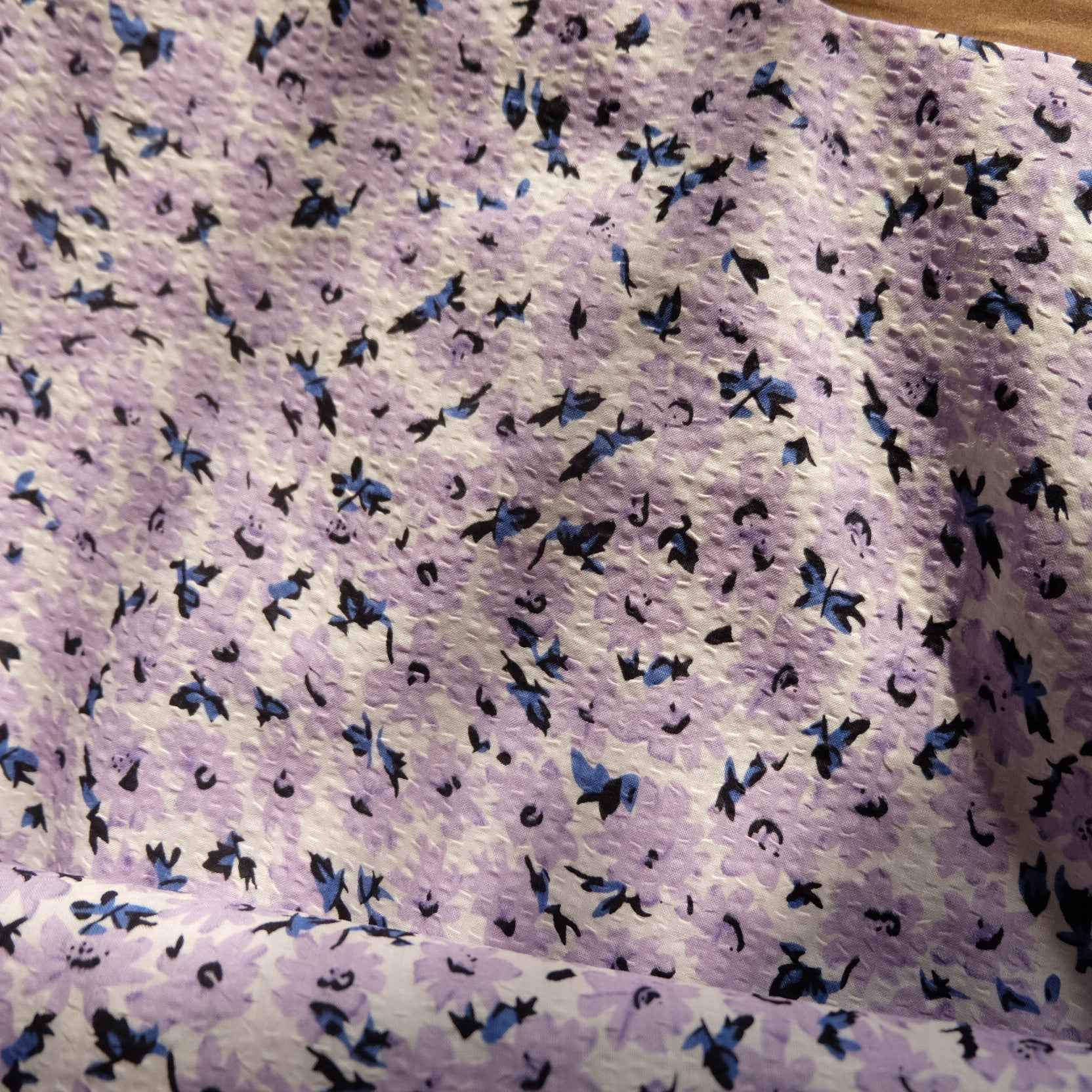 Lavender Textured Cotton – Floral Fabric for Blouses & Skirts (2.19 yds)