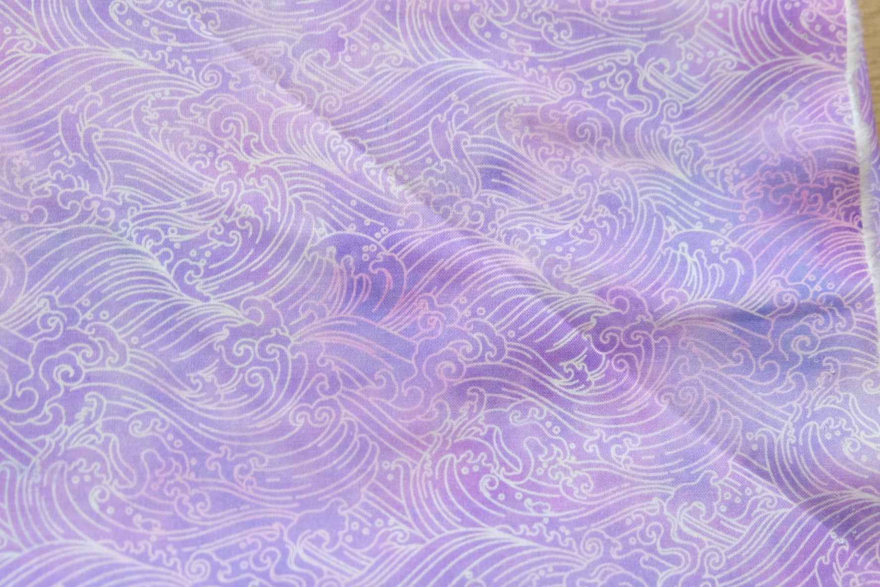Lavender Wave Print Cotton Fabric – Mill End |1.85 Yards - BUBBO