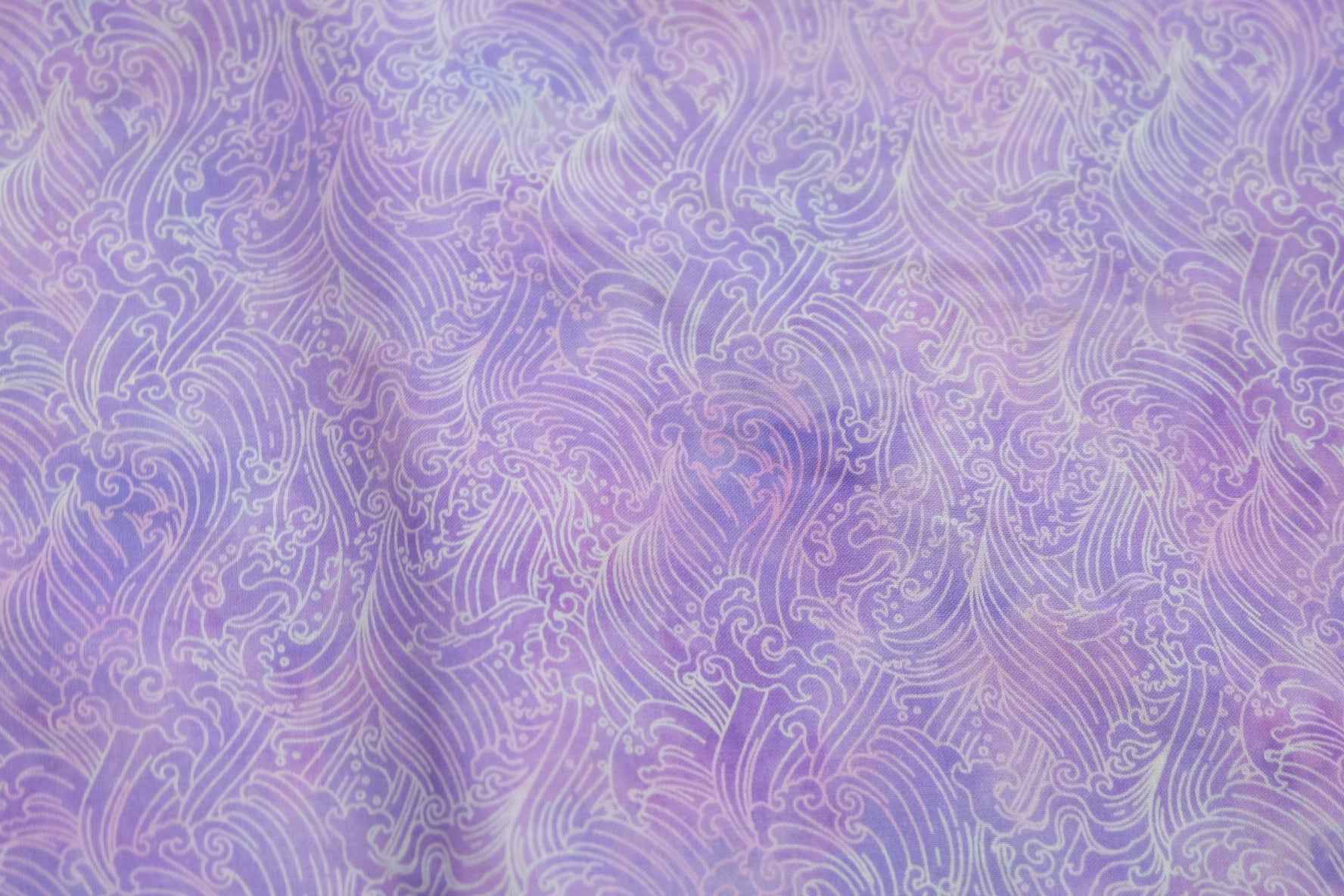 Lavender Wave Print Cotton Fabric – Mill End |1.85 Yards - BUBBO
