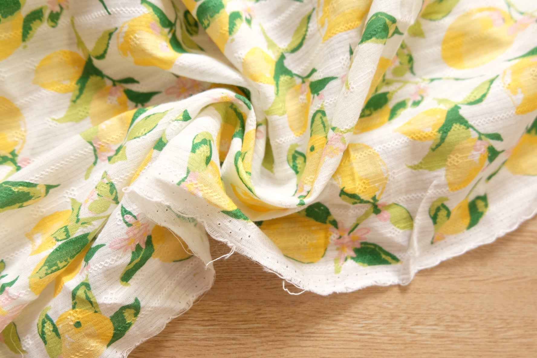 Lemon Jacquard Cotton – Sheer Textured Summer Print | 3.28 yds Cut