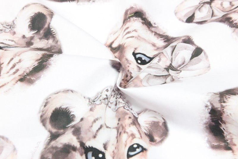 Leopard Cub Print Cotton Fabric, 1.64 Yards (55” Wide) - BUBBO