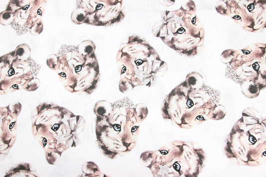 Leopard Cub Print Cotton Fabric, 1.64 Yards (55” Wide) - BUBBO