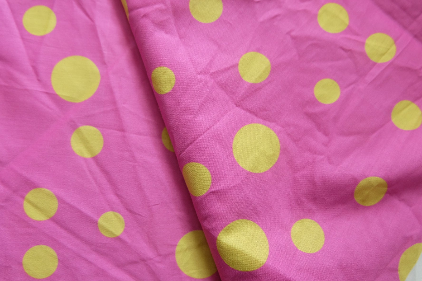 Liberty 80s Cotton Poplin Fabric – Pink Ground with Yellow Irregular Polka Dots – Lightweight – 43” Wide – Sold by the Yard - BUBBO