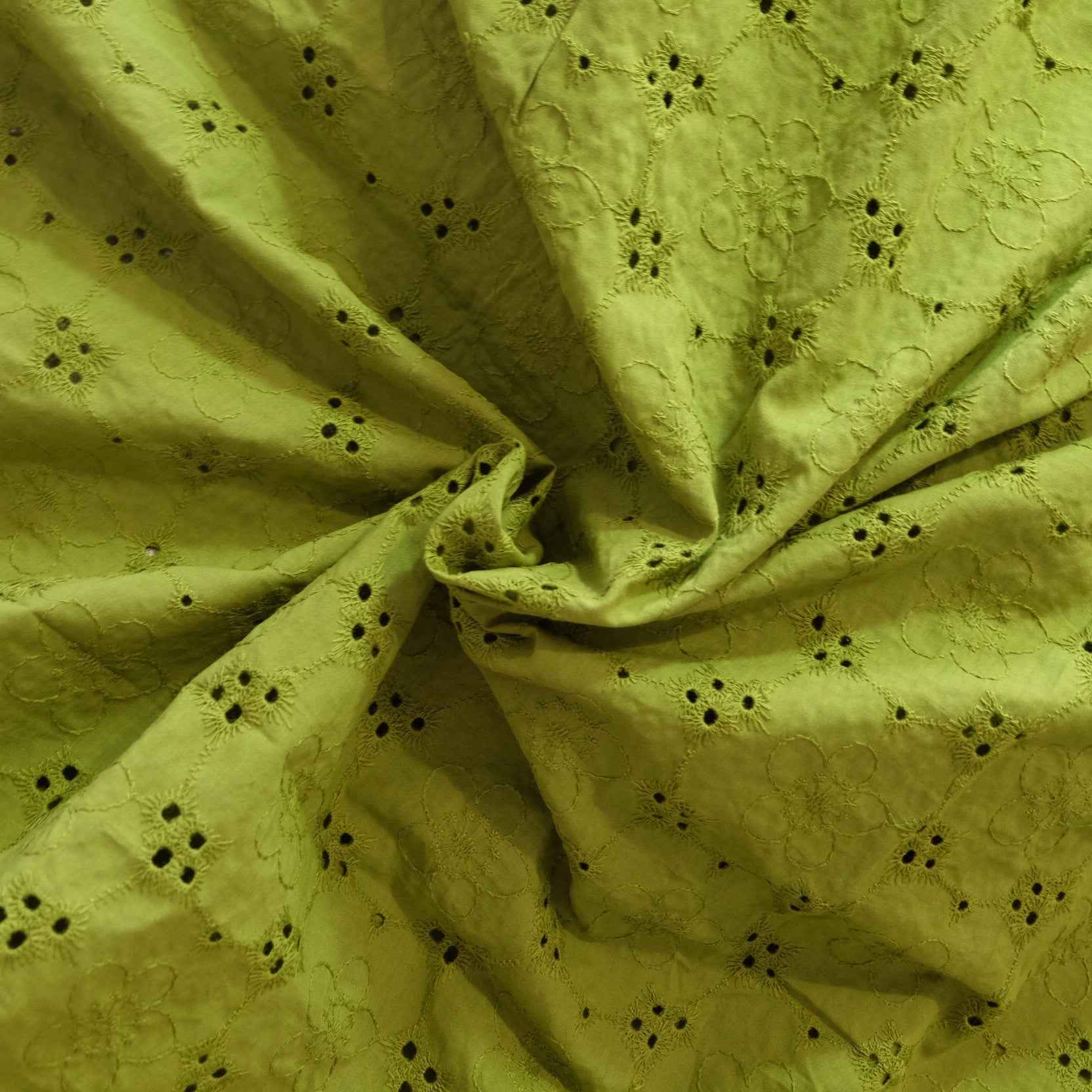Lime Green Cotton Eyelet Embroidery Fabric – Soft Skirt & Blouse Cotton (2.19 yds)