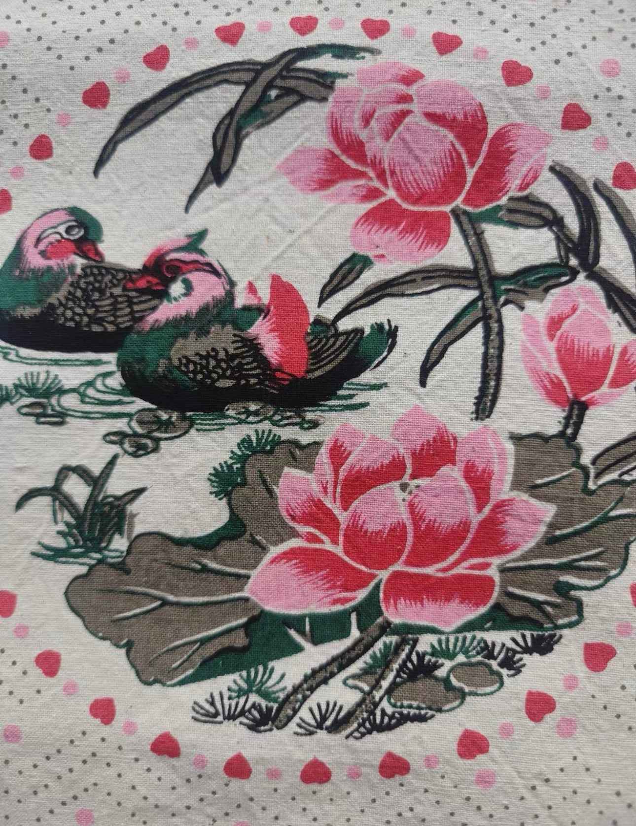 "Love's Promise" Medallion Print - Mandarin Ducks in Lotus Pond
