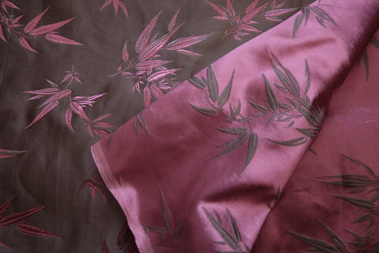 Luxury Chinese Jacquard Satin – Bamboo Motif – Dual - Tone – 57” Wide – Approx. 2.2 Yards Total – Sold by the Yard - BUBBO