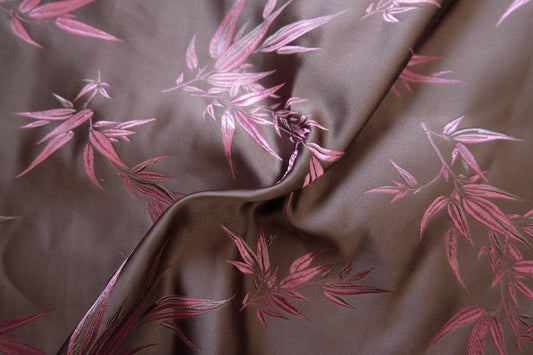 Luxury Chinese Jacquard Satin – Bamboo Motif – Dual - Tone – 57” Wide – Approx. 2.2 Yards Total – Sold by the Yard - BUBBO