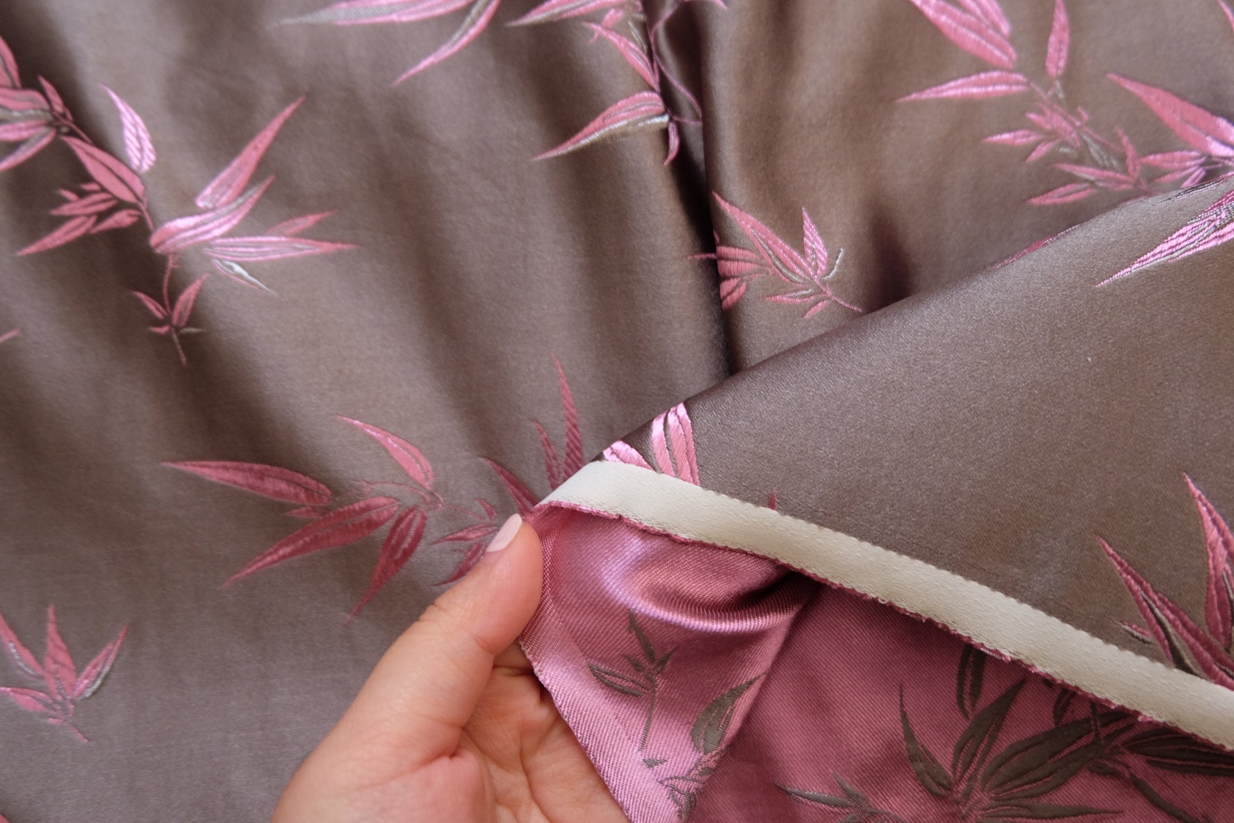 Luxury Chinese Jacquard Satin – Bamboo Motif – Dual - Tone – 57” Wide – Approx. 2.2 Yards Total – Sold by the Yard - BUBBO