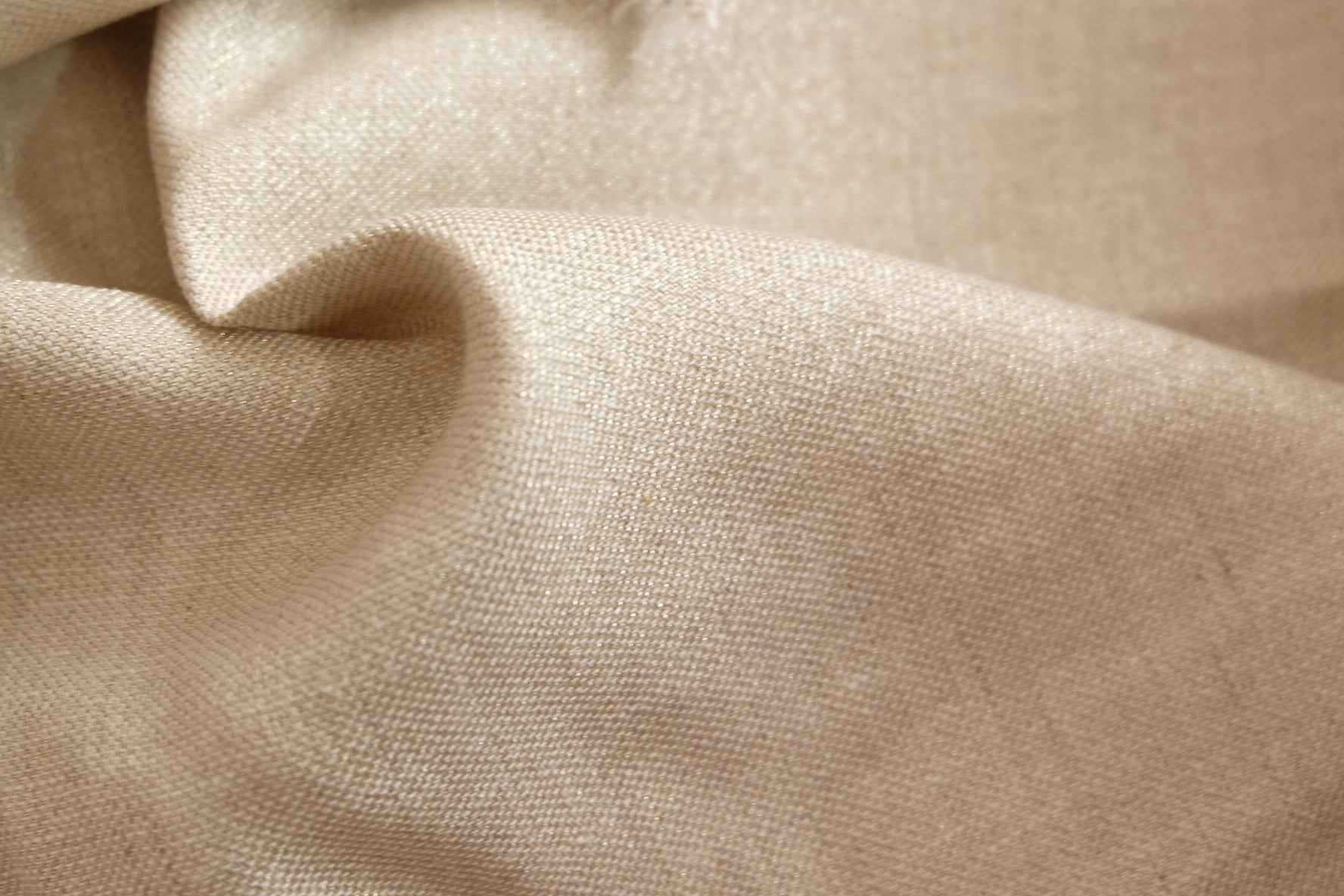 Metallic Linen Blend Fabric – Off - White | Designer Deadstock | 2.2 Yards - BUBBO