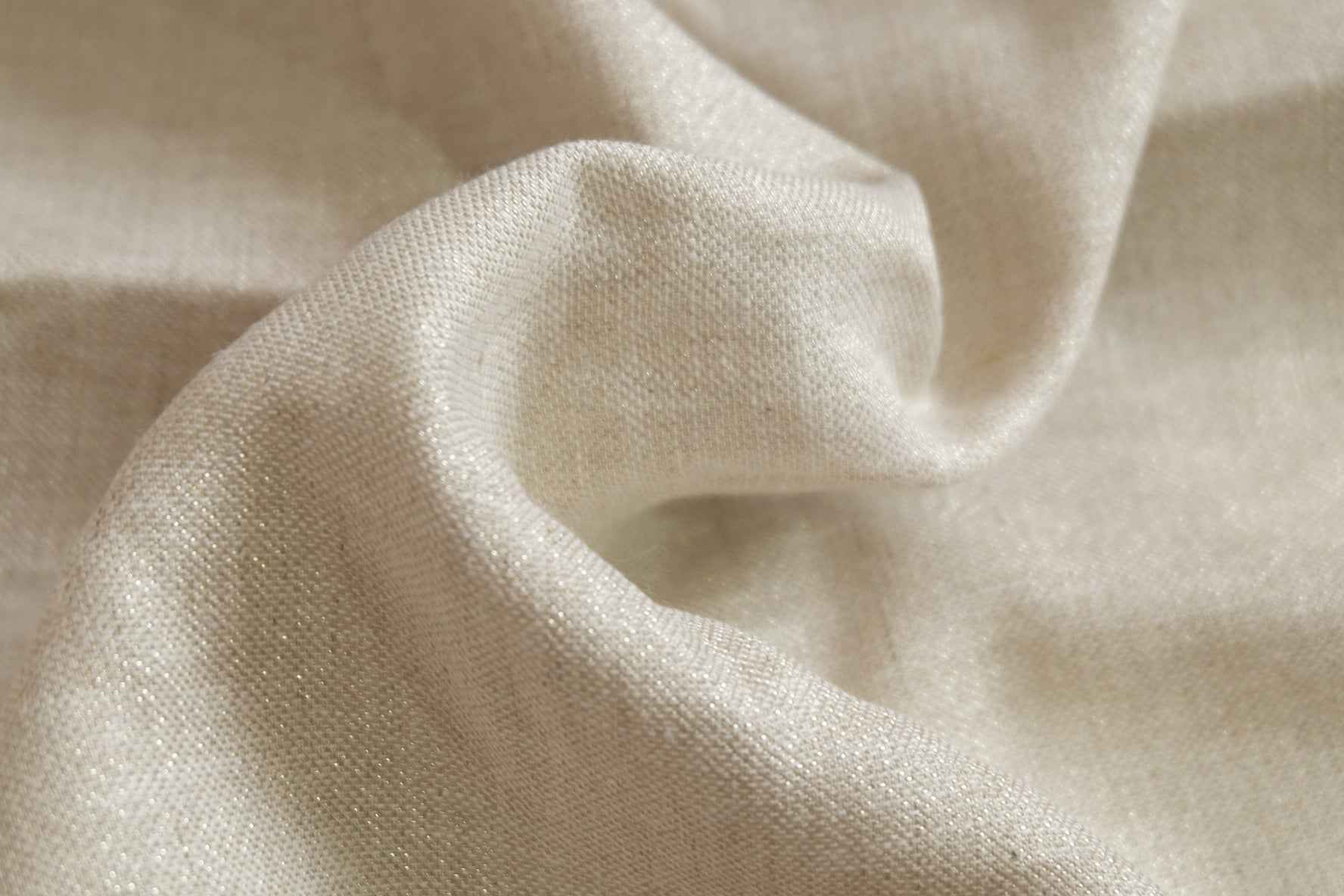 Metallic Linen Blend Fabric – Off - White | Designer Deadstock | 2.2 Yards - BUBBO