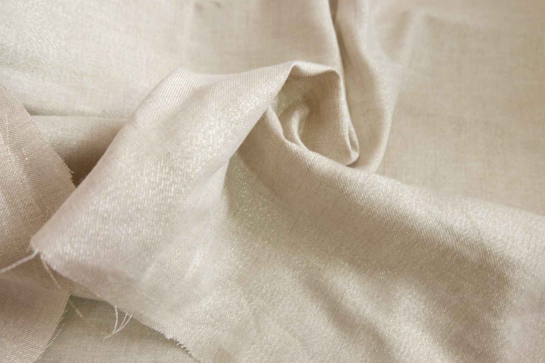 Metallic Linen Blend Fabric – Off - White | Designer Deadstock | 2.2 Yards - BUBBO