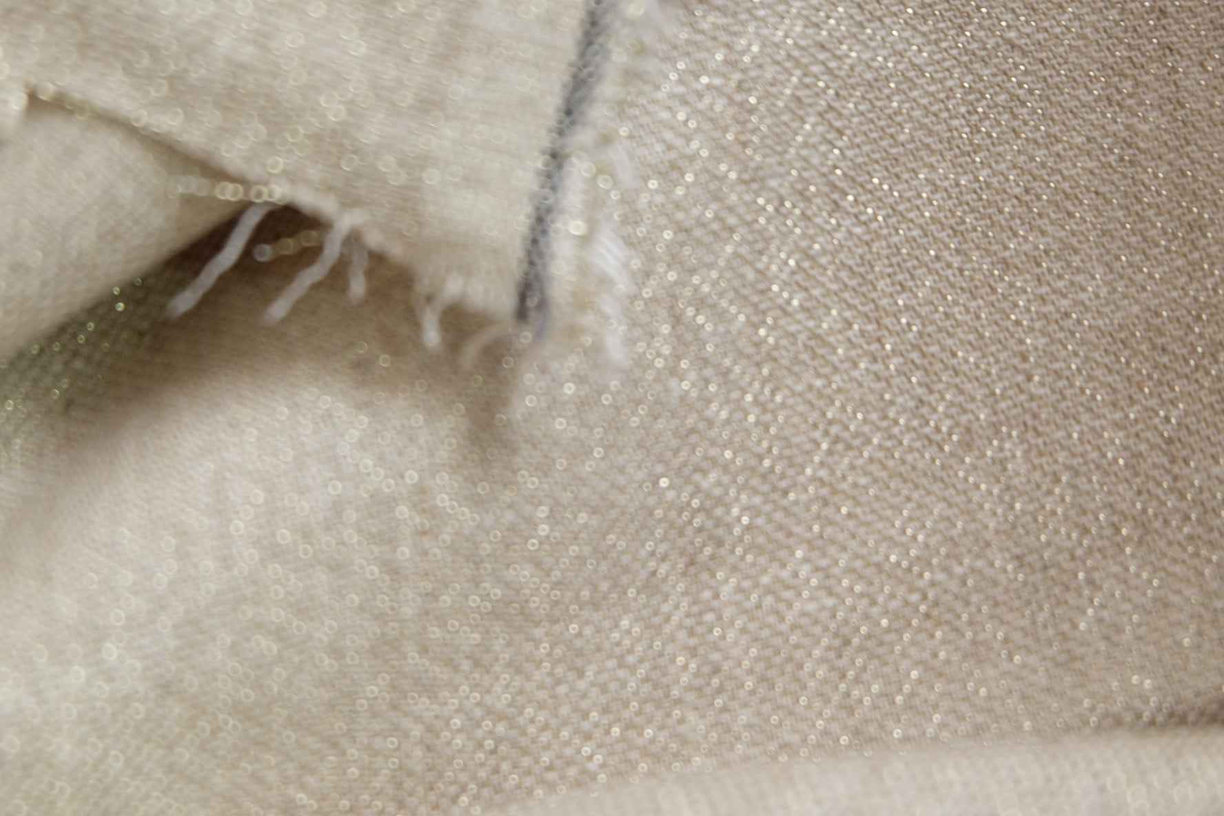 Metallic Linen Blend Fabric – Off - White | Designer Deadstock | 2.2 Yards - BUBBO