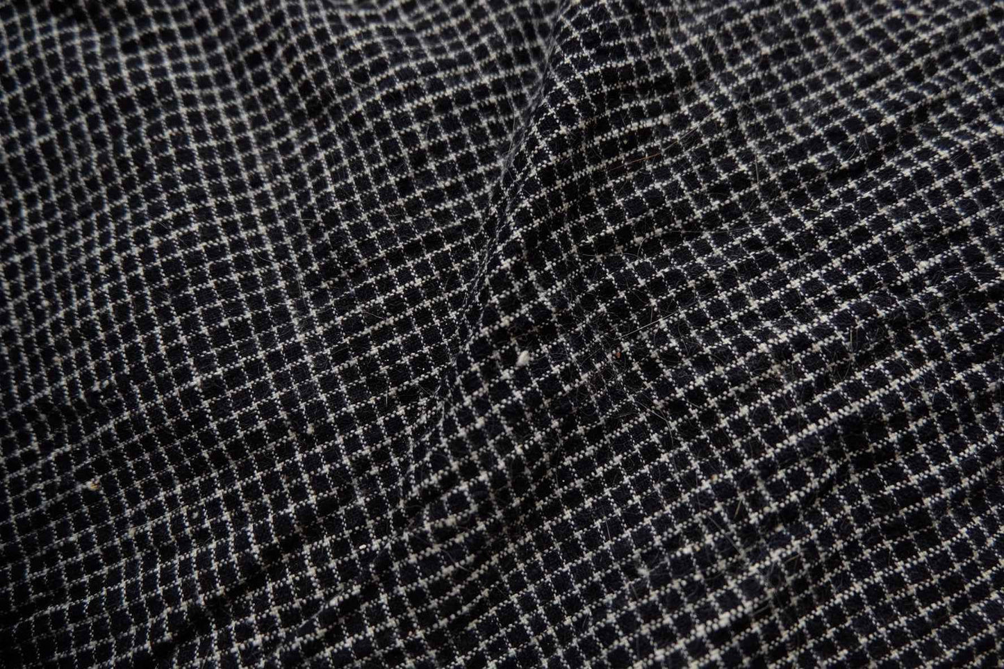 Midnight Graph: Black Tǔbù with White Grid - 45cm Width | Pre - Washed - BUBBO
