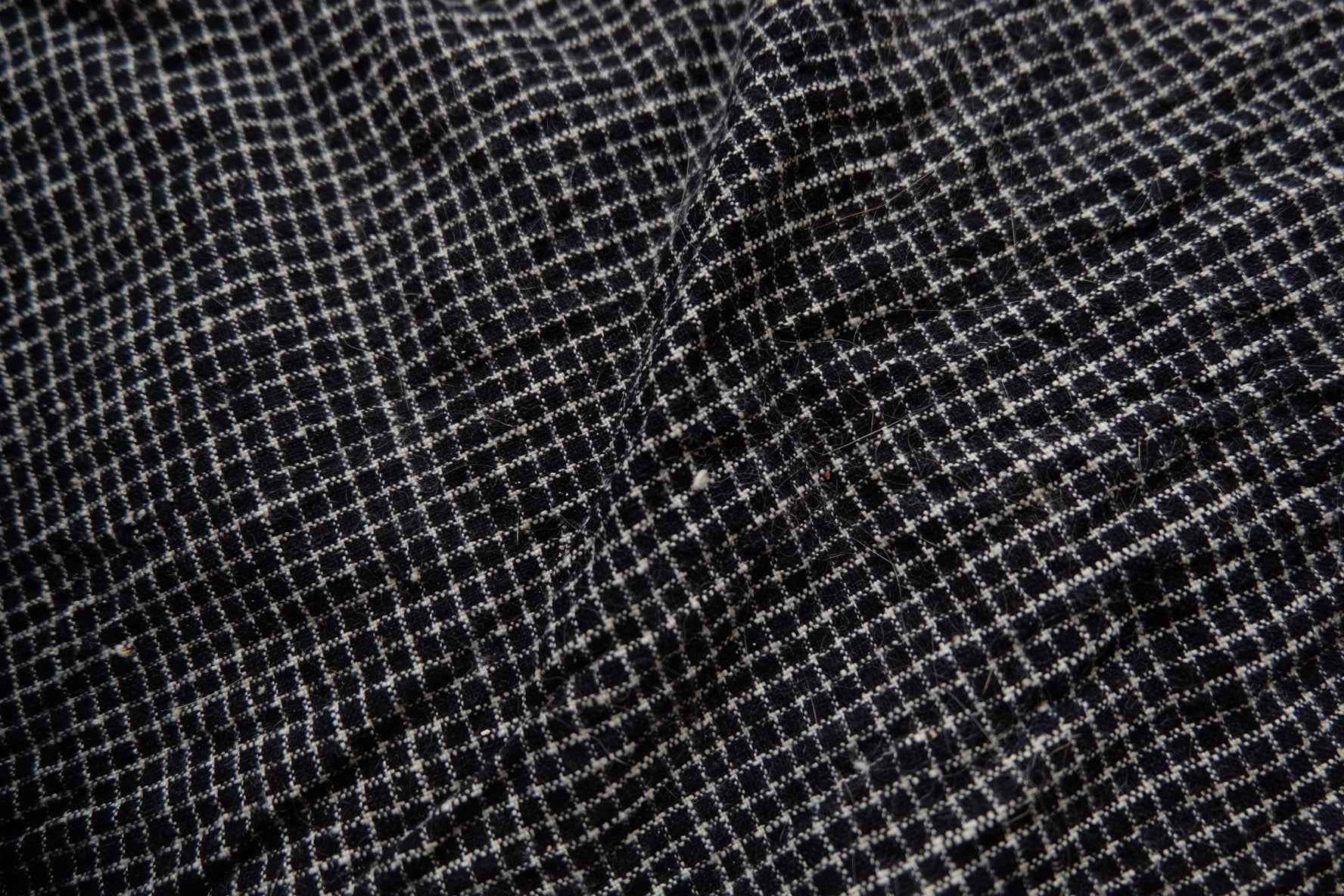 Midnight Graph: Black Tǔbù with White Grid - 45cm Width | Pre - Washed - BUBBO