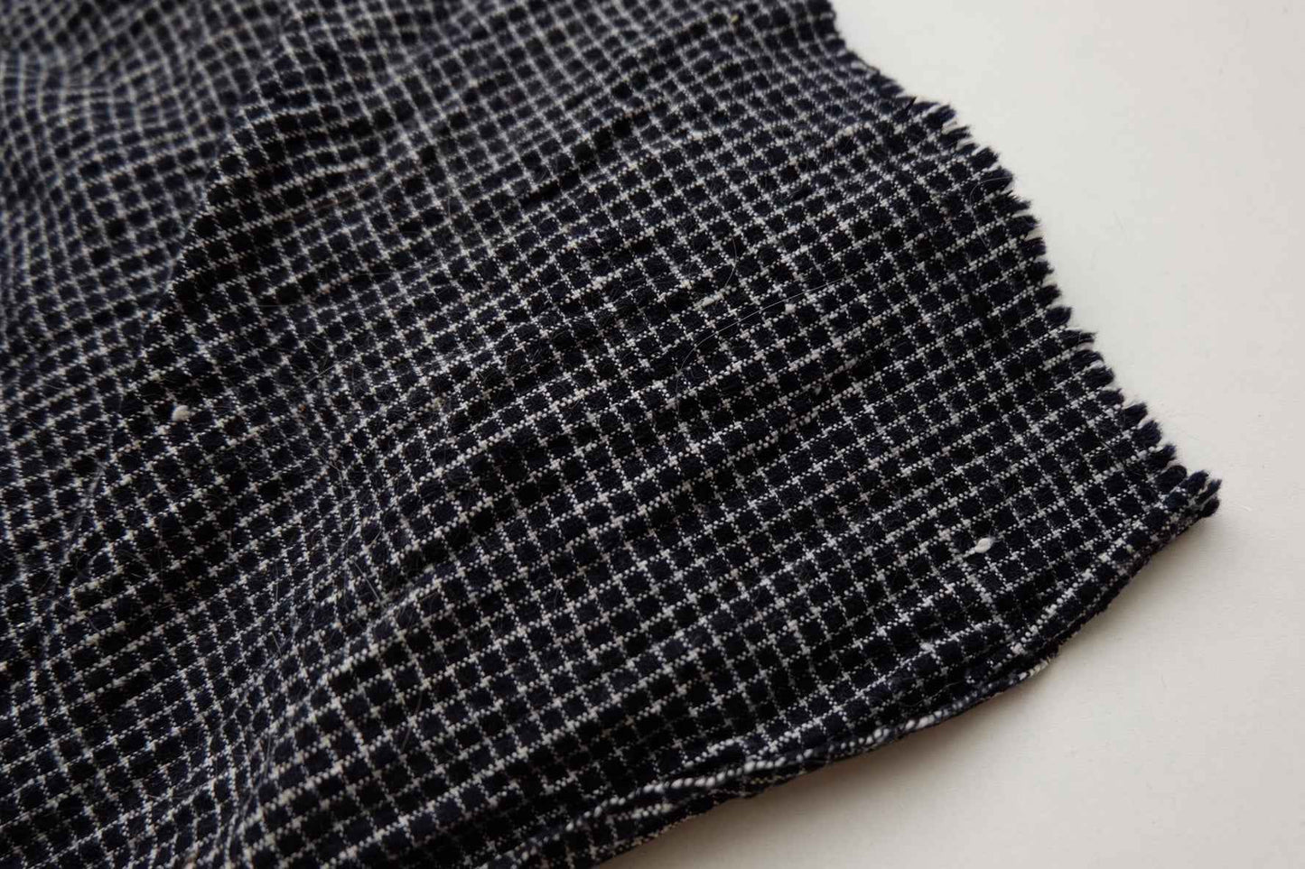 Midnight Graph: Black Tǔbù with White Grid - 45cm Width | Pre - Washed - BUBBO
