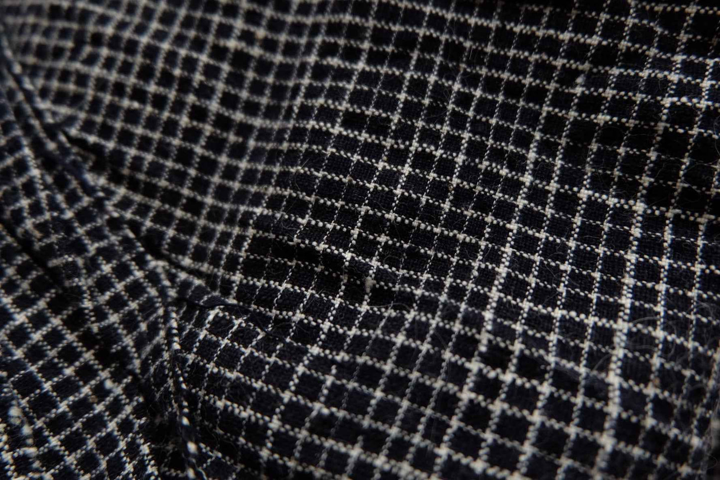 Midnight Graph: Black Tǔbù with White Grid - 45cm Width | Pre - Washed - BUBBO