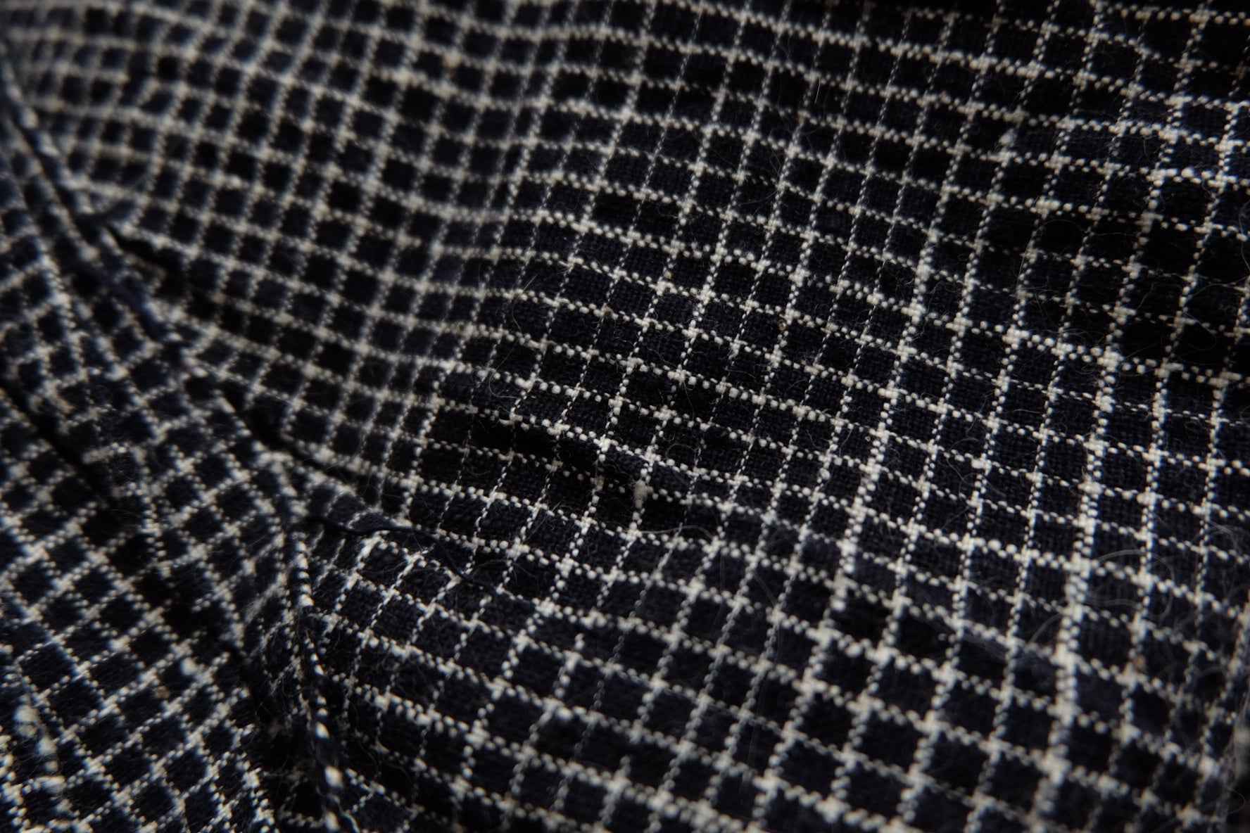 Midnight Graph: Black Tǔbù with White Grid - 45cm Width | Pre - Washed - BUBBO