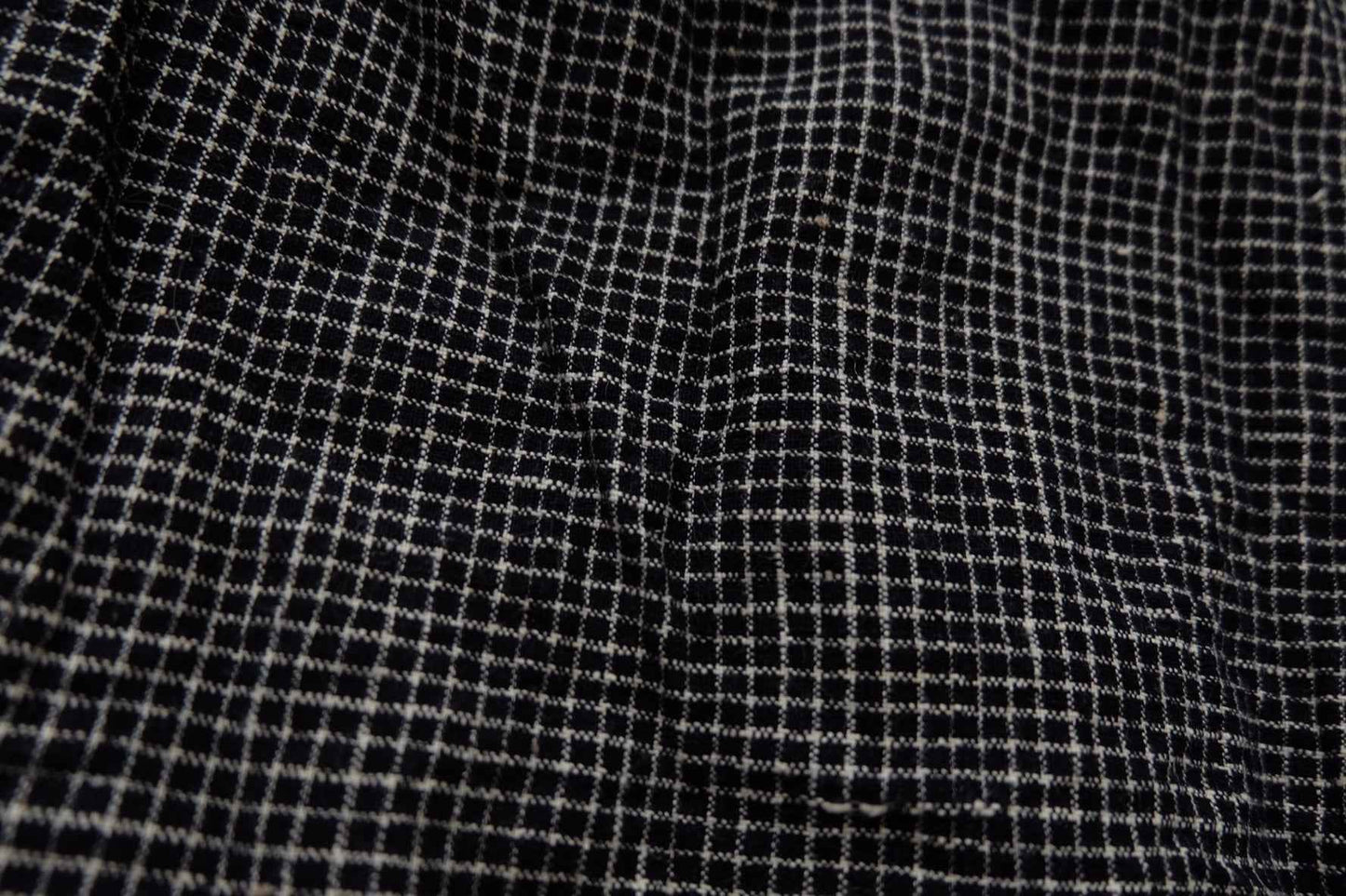 Midnight Graph: Black Tǔbù with White Grid - 45cm Width | Pre - Washed - BUBBO