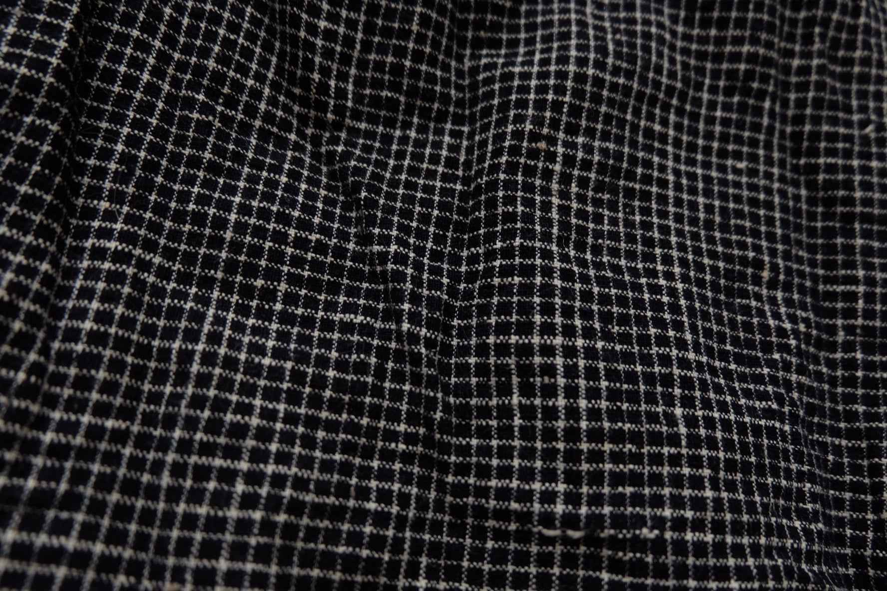 Midnight Graph: Black Tǔbù with White Grid - 45cm Width | Pre - Washed - BUBBO