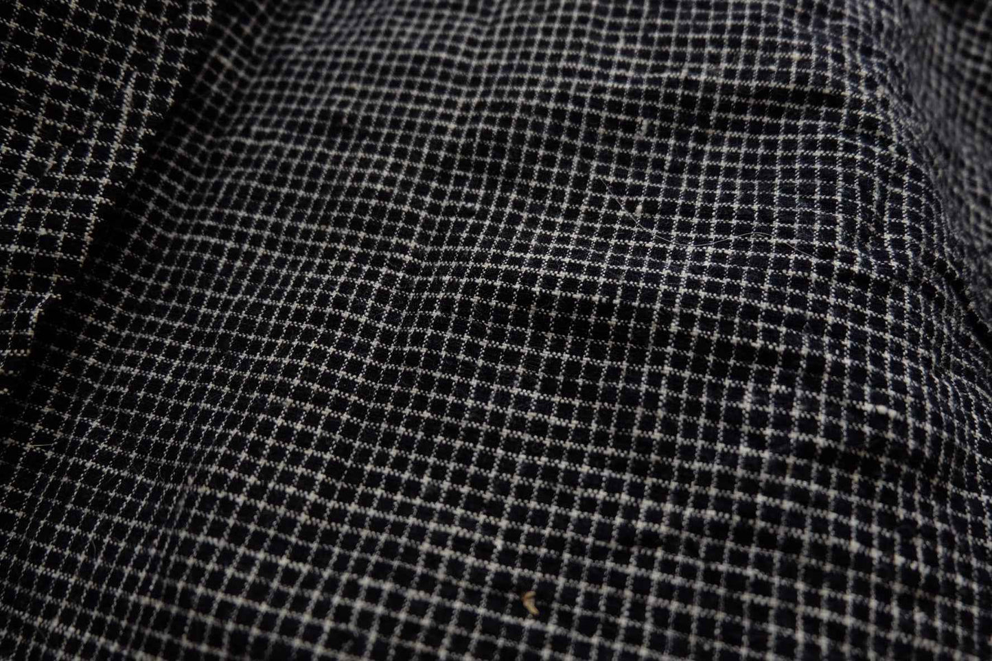 Midnight Graph: Black Tǔbù with White Grid - 45cm Width | Pre - Washed - BUBBO