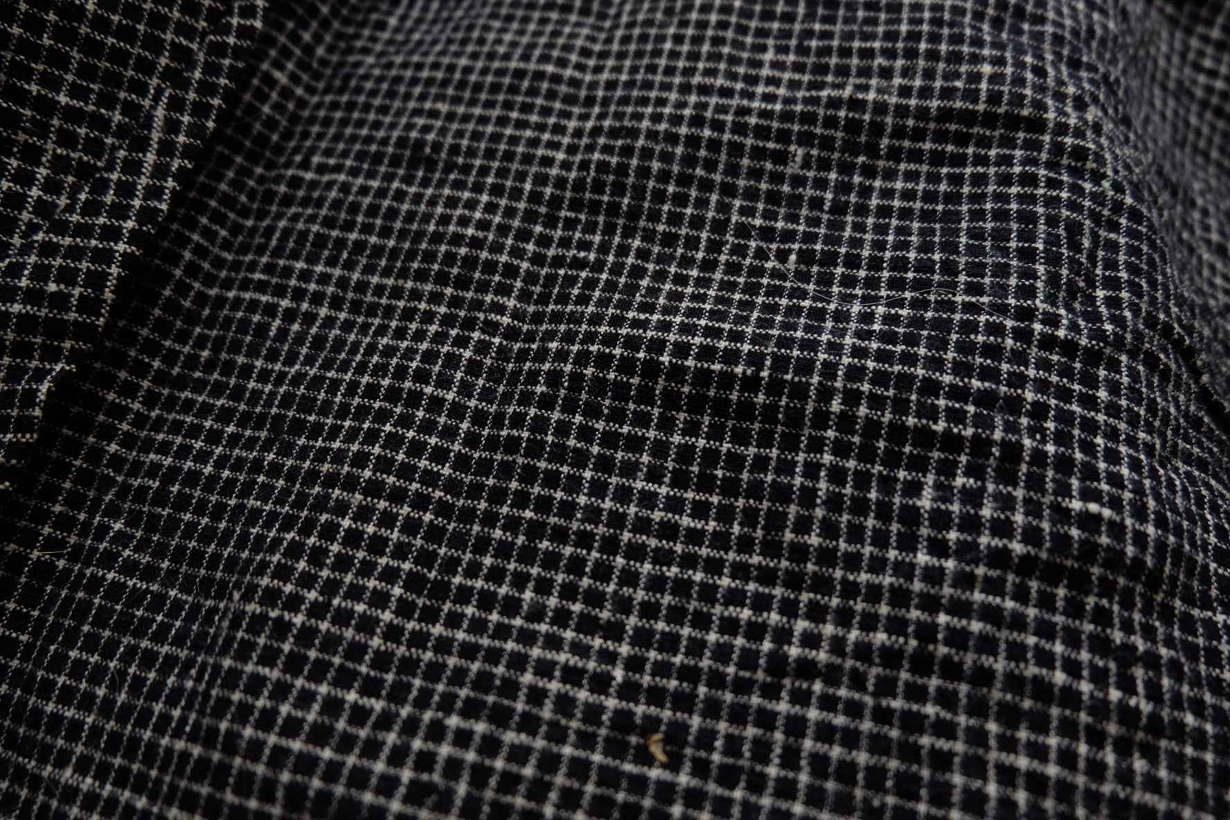 Midnight Graph: Black Tǔbù with White Grid - 45cm Width | Pre - Washed - BUBBO