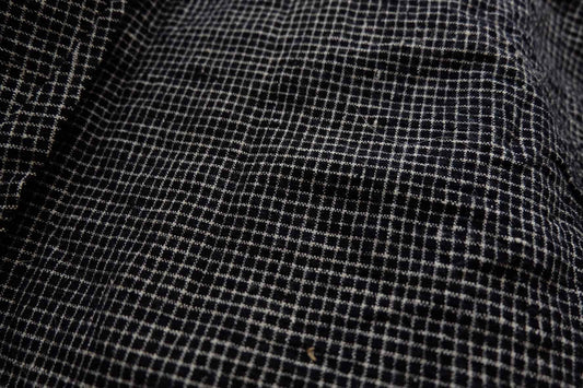 Midnight Graph: Black Tǔbù with White Grid - 45cm Width | Pre - Washed - BUBBO