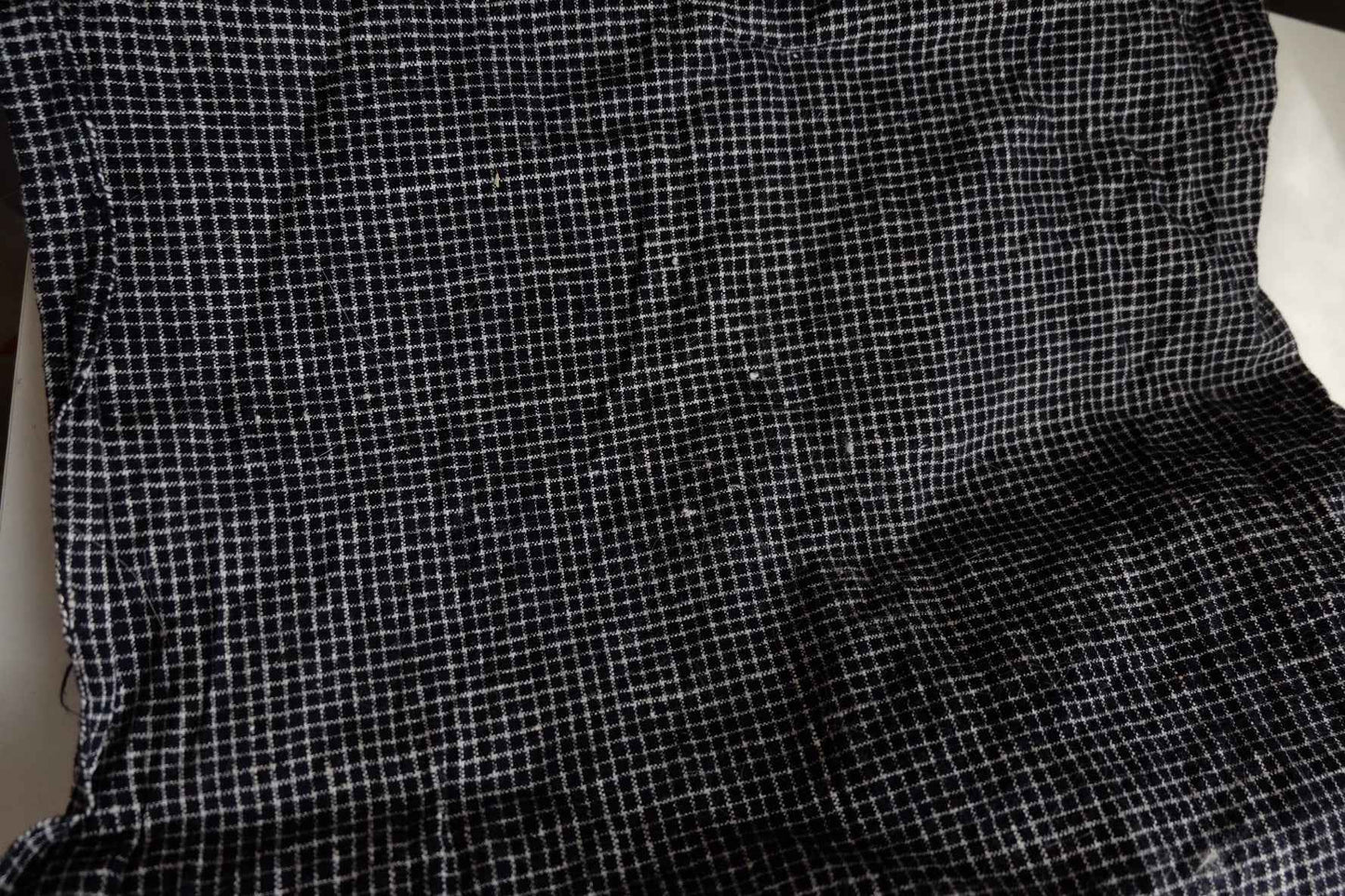 Midnight Graph: Black Tǔbù with White Grid - 45cm Width | Pre - Washed - BUBBO