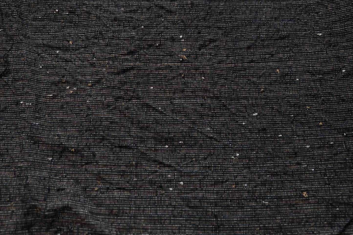 Midnight Rice - Grain Tǔbù: Black Ground with Mustard & White Accents - 36cm Width | Pre - Washed & Ready - BUBBO