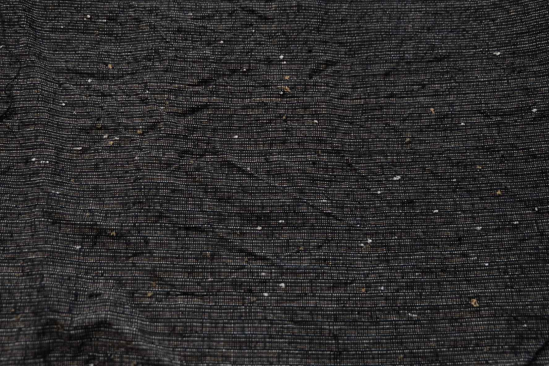 Midnight Rice - Grain Tǔbù: Black Ground with Mustard & White Accents - 36cm Width | Pre - Washed & Ready - BUBBO