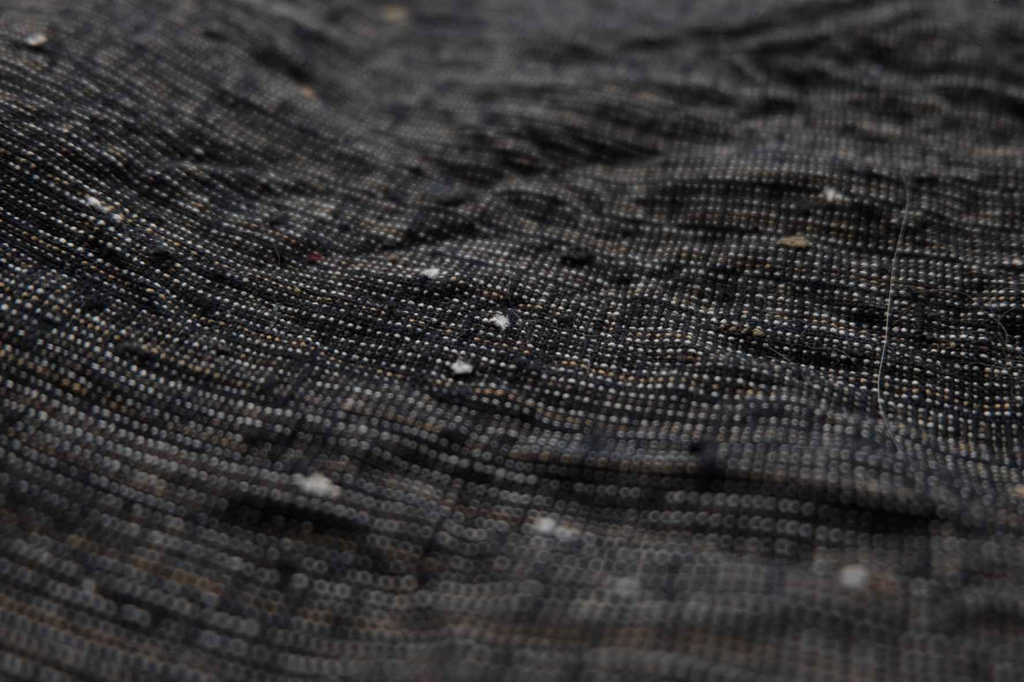 Midnight Rice - Grain Tǔbù: Black Ground with Mustard & White Accents - 36cm Width | Pre - Washed & Ready - BUBBO