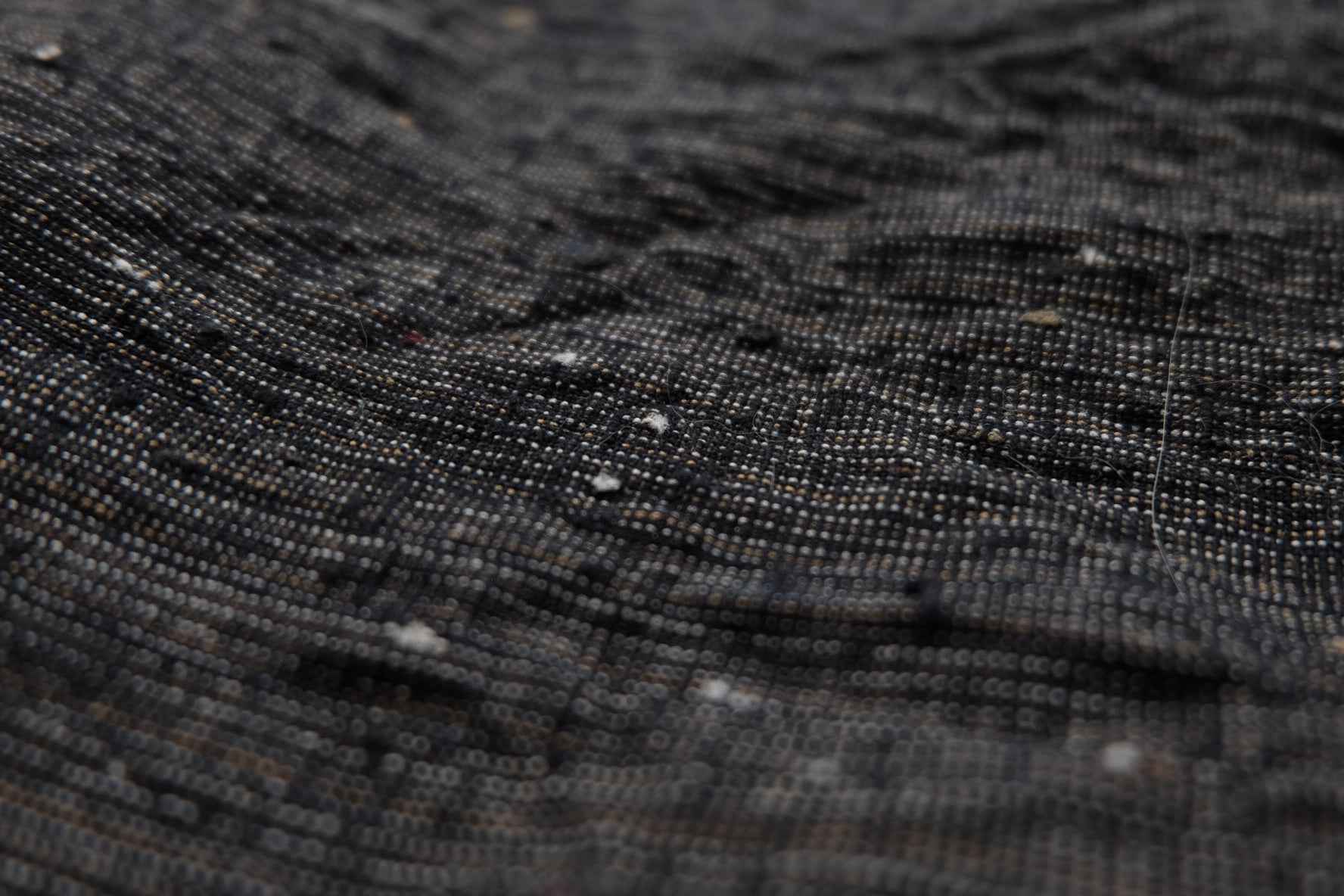 Midnight Rice - Grain Tǔbù: Black Ground with Mustard & White Accents - 36cm Width | Pre - Washed & Ready - BUBBO
