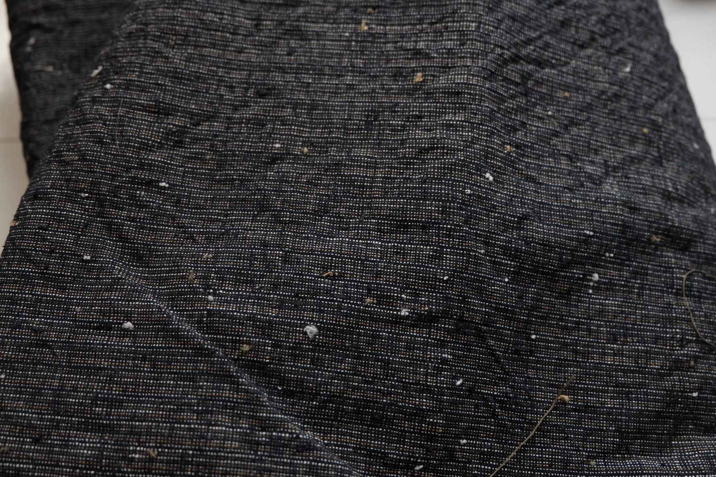 Midnight Rice - Grain Tǔbù: Black Ground with Mustard & White Accents - 36cm Width | Pre - Washed & Ready - BUBBO