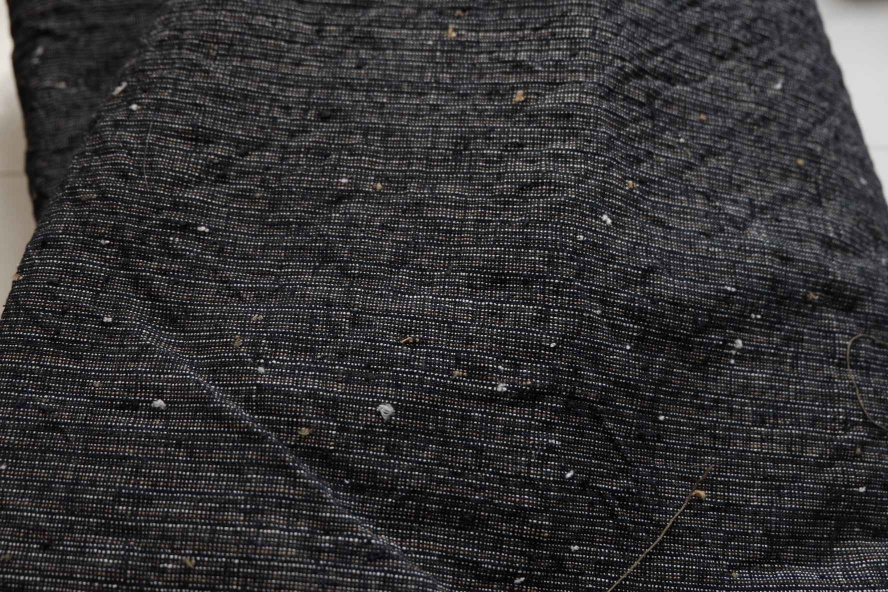 Midnight Rice - Grain Tǔbù: Black Ground with Mustard & White Accents - 36cm Width | Pre - Washed & Ready - BUBBO