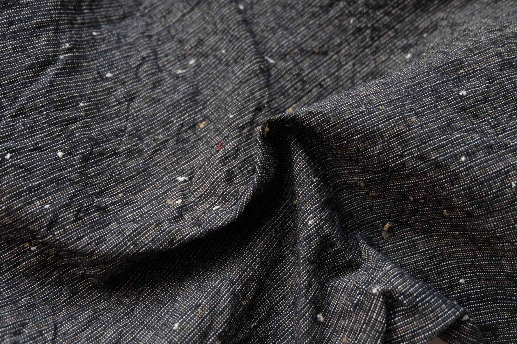 Midnight Rice - Grain Tǔbù: Black Ground with Mustard & White Accents - 36cm Width | Pre - Washed & Ready - BUBBO