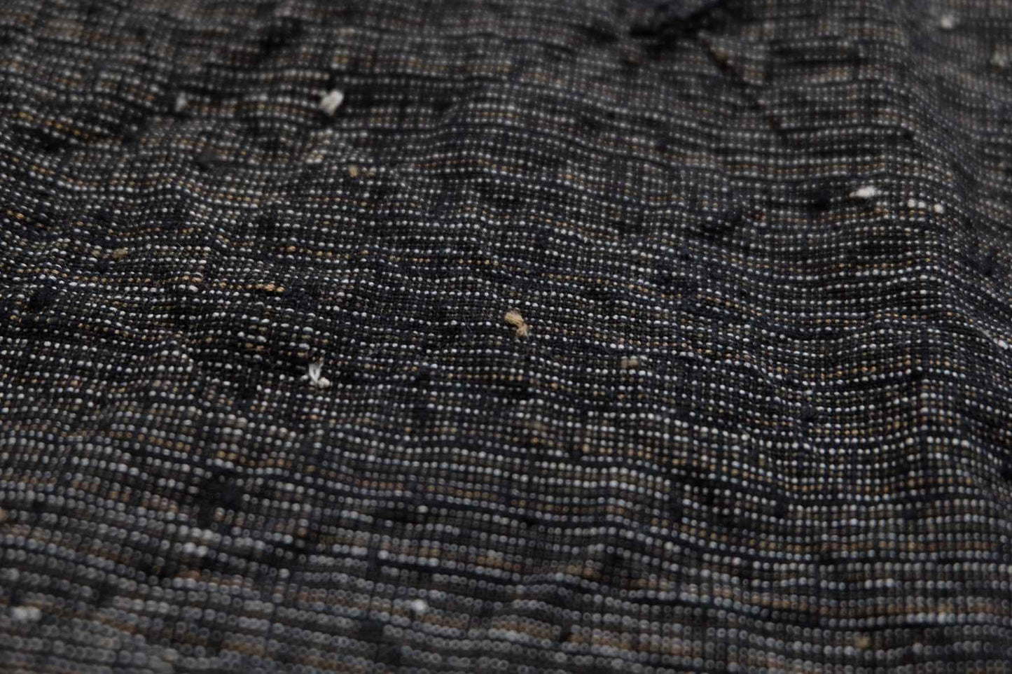 Midnight Rice - Grain Tǔbù: Black Ground with Mustard & White Accents - 36cm Width | Pre - Washed & Ready - BUBBO