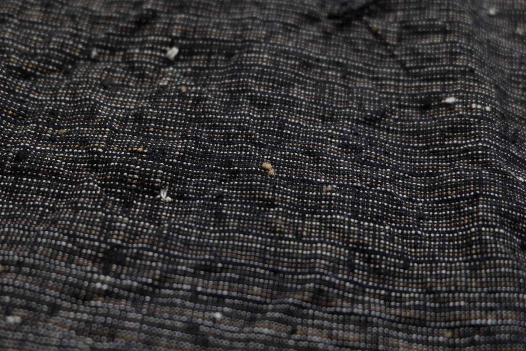 Midnight Rice - Grain Tǔbù: Black Ground with Mustard & White Accents - 36cm Width | Pre - Washed & Ready - BUBBO