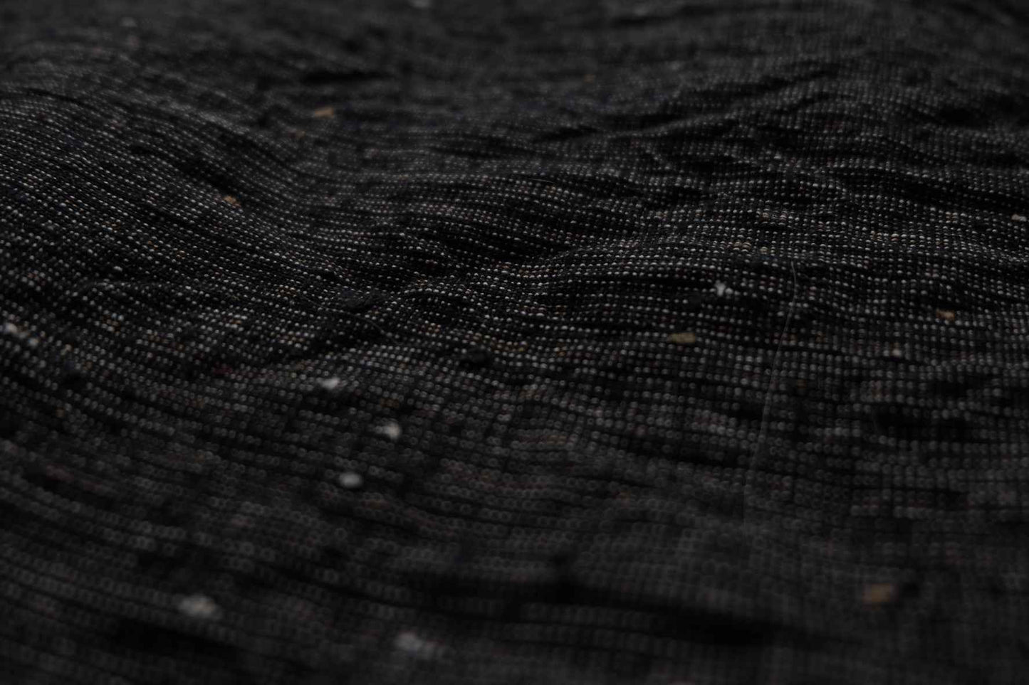 Midnight Rice - Grain Tǔbù: Black Ground with Mustard & White Accents - 36cm Width | Pre - Washed & Ready - BUBBO