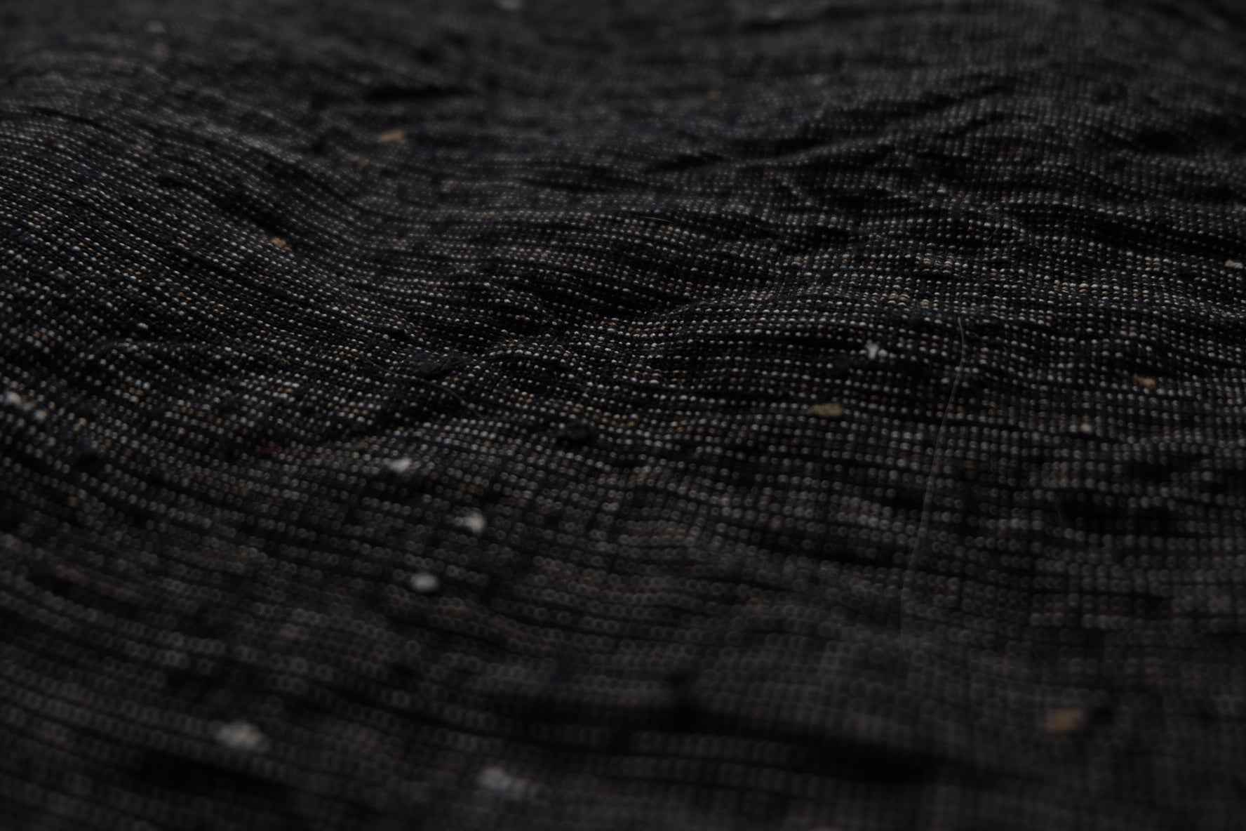 Midnight Rice - Grain Tǔbù: Black Ground with Mustard & White Accents - 36cm Width | Pre - Washed & Ready - BUBBO