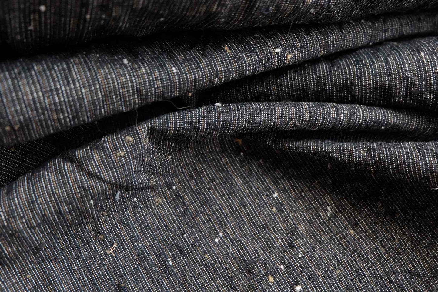 Midnight Rice - Grain Tǔbù: Black Ground with Mustard & White Accents - 36cm Width | Pre - Washed & Ready - BUBBO