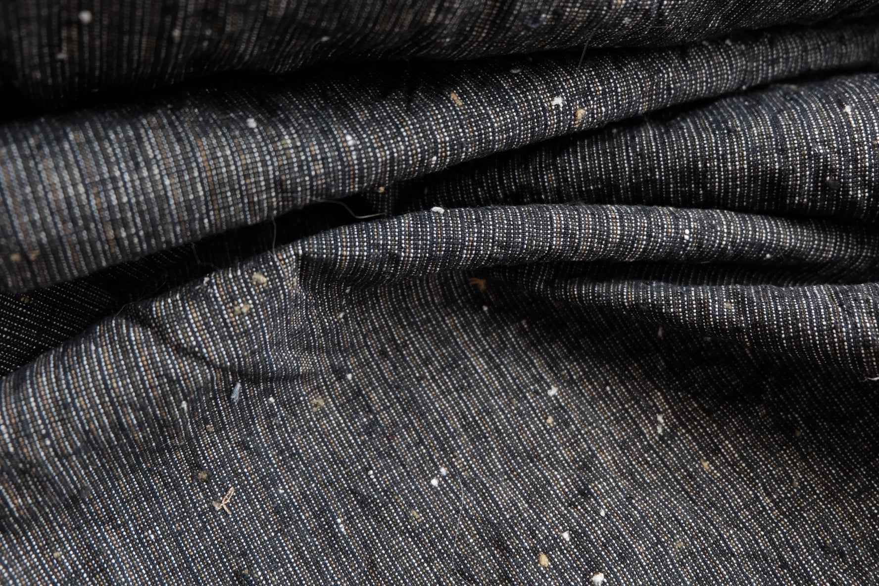 Midnight Rice - Grain Tǔbù: Black Ground with Mustard & White Accents - 36cm Width | Pre - Washed & Ready - BUBBO