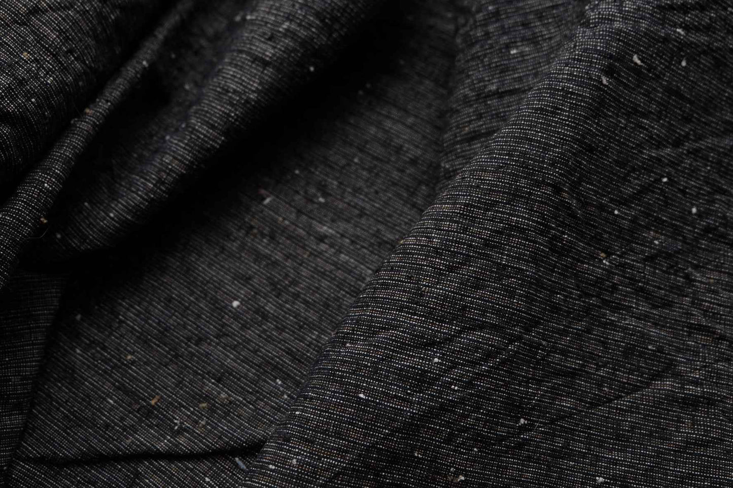 Midnight Rice - Grain Tǔbù: Black Ground with Mustard & White Accents - 36cm Width | Pre - Washed & Ready - BUBBO