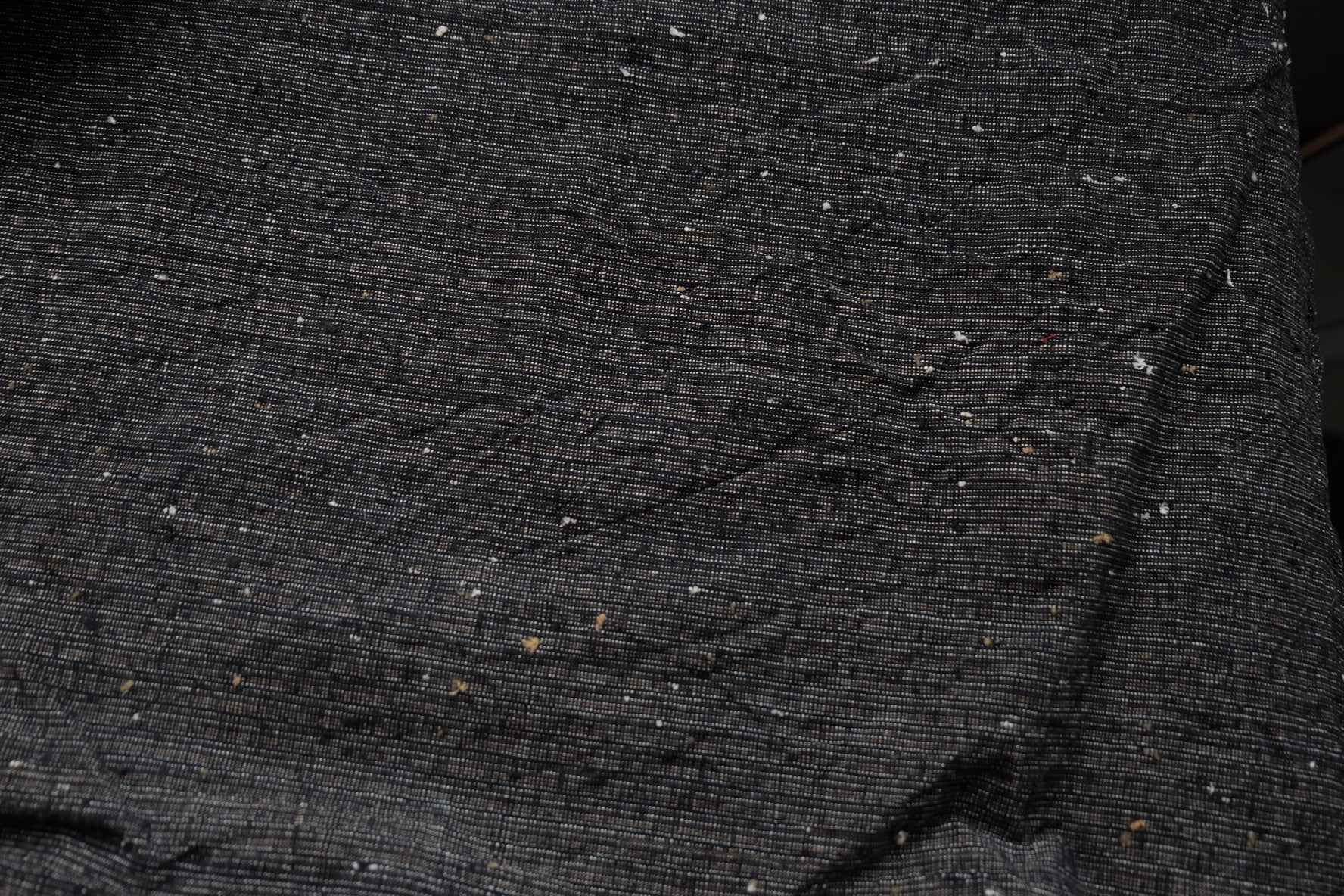 Midnight Rice - Grain Tǔbù: Black Ground with Mustard & White Accents - 36cm Width | Pre - Washed & Ready - BUBBO